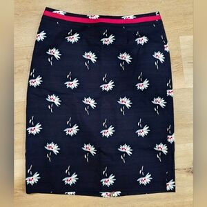 Women's Boden Navy Floral Pencil Skirt
